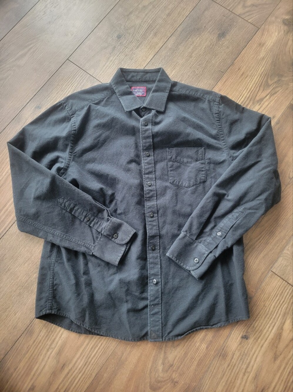UntuckIt Shirt Mens Large Black Aubon Button Up Long Sleeve Twill Casual
